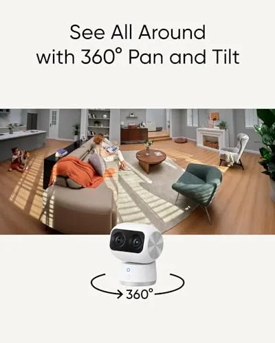 eufy Security Indoor Cam S350, Dual Cameras, 4K UHD Resolution Security Camera with 8× Zoom and 360° PTZ, Human/Pet AI,