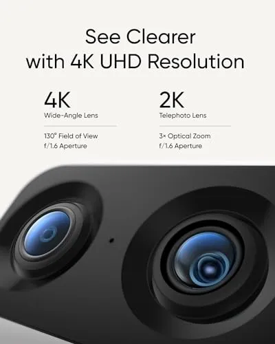 eufy Security Indoor Cam S350, Dual Cameras, 4K UHD Resolution Security Camera with 8× Zoom and 360° PTZ, Human/Pet AI,
