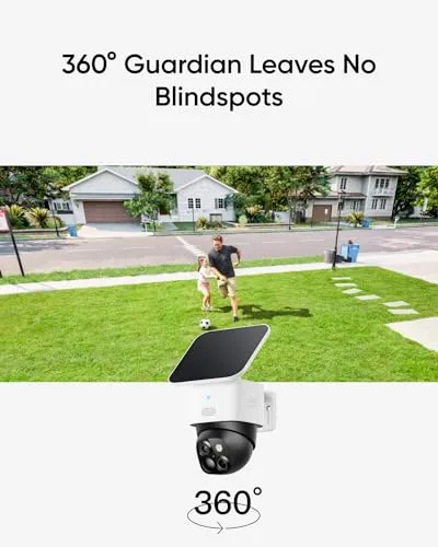 eufy Security SoloCam S340, Solar Security Camera, Wireless Outdoor Camera, 360° Pan & Tilt Surveillance, No Blind Spots,