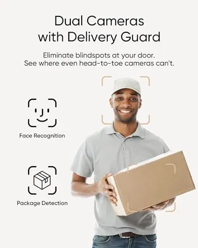 eufy Security Video Doorbell E340 (Battery Powered), Dual Cameras with Delivery Guard, 2K Full HD and Color Night Vision,