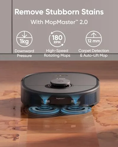 eufy X10 Pro Omni Robot Vacuum and Mop with 8,000 Pa Suction, Dual Mops with 12 mm Auto-Lift and Carpet Detection, AI