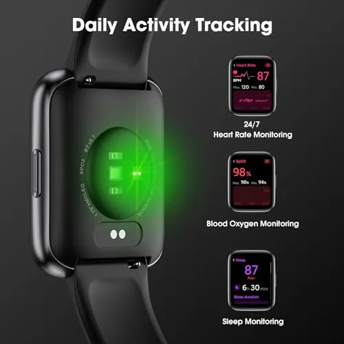 EURANS Smart Watch 44mm, AMOLED Fitness Watch with Heart Rate/Sleep Monitor Steps Calories Counter, IP68 Waterproof Activity