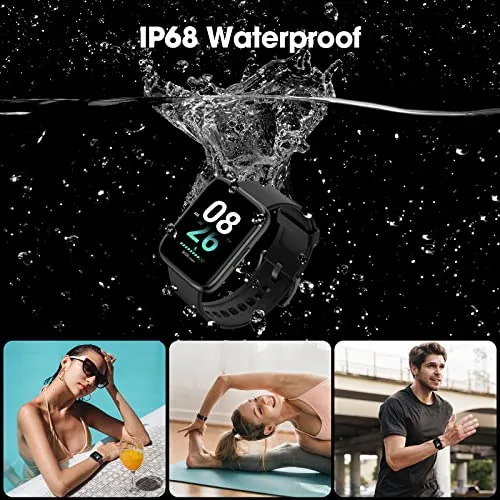 EURANS Smart Watch 44mm, AMOLED Fitness Watch with Heart Rate/Sleep Monitor Steps Calories Counter, IP68 Waterproof Activity