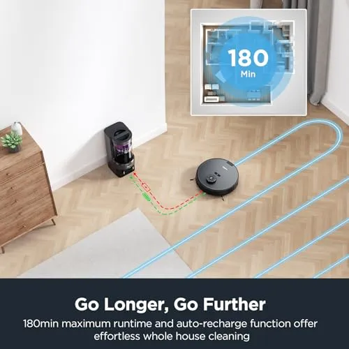EUREKA Robot Vacuum and Mop Combo, Self-Emptying, 4000pa Suction, Smart Navigation, App Controlled robot vacuum - additional