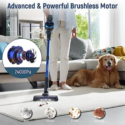 FABULETTA Cordless Vacuum Cleaner, 250W/24Kpa Powerful Suction Up to 45 Min Runtime, 6 in 1 Lightweight Stick Vacuum Cleaner
