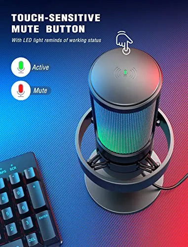 FIFINE Gaming Microphone, USB PC Mic for Streaming, Podcasts, Recording, Condenser Computer Desktop Mic on Mac/PS4/PS5, with