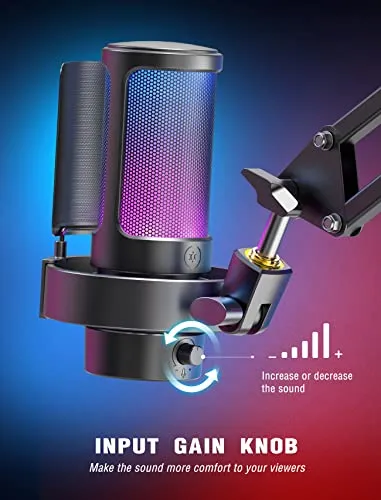 FIFINE Gaming Microphone, USB PC Mic for Streaming, Podcasts, Recording, Condenser Computer Desktop Mic on Mac/PS4/PS5, with