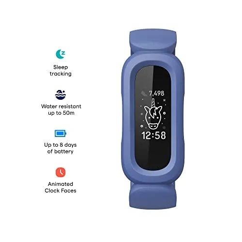 Fitbit Ace 3 Activity-Tracker for Kids 6+, Blue Astro Green, One Size - side view