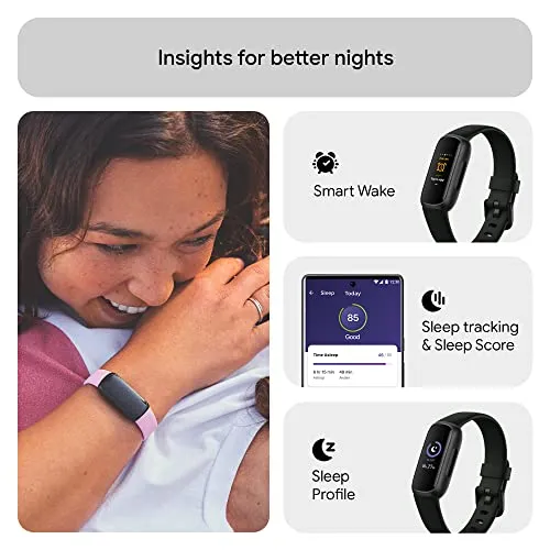 Fitbit Inspire 3 Health &-Fitness-Tracker with Stress Management, Workout Intensity, Sleep Tracking, 24/7 Heart Rate and