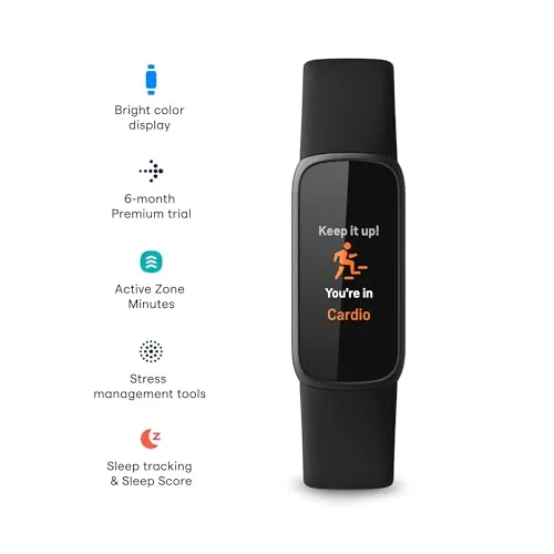 Fitbit Luxe-Fitness and Wellness-Tracker with Stress Management, Sleep-Tracking and 24/7 Heart Rate, Black/Graphite, One