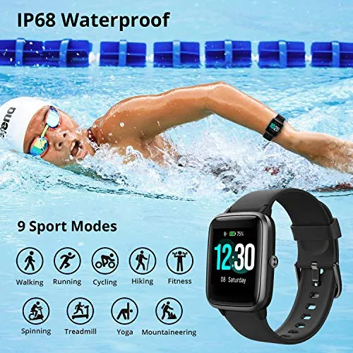 Fitpolo Fitness Tracker with Heart Rate Monitor, Smart Watch 1.8 inches Color Touch Screen IP68 Waterproof Step Calorie