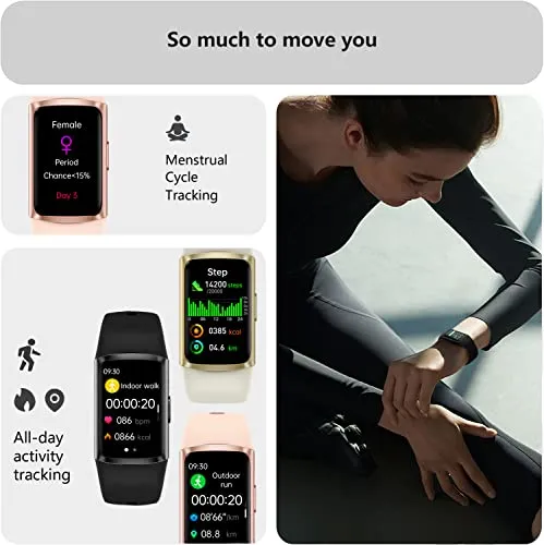 FITVII Fitness Tracker with 24/7 Heart Rate and Blood Pressure Monitor, Blood Oxygen HRV Sleep Tracking Smart Watch, Calorie