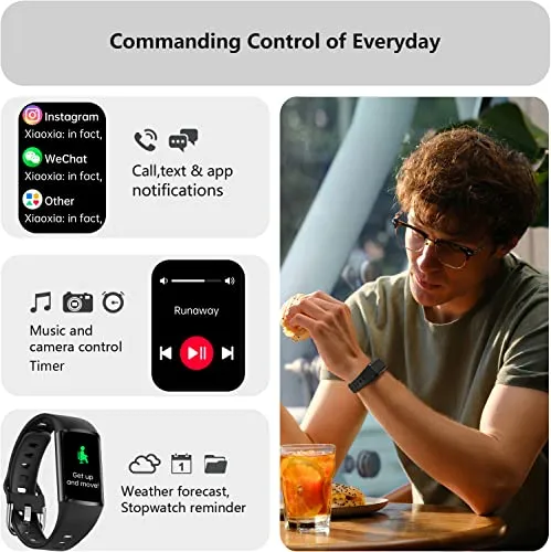 FITVII Fitness Tracker with 24/7 Heart Rate and Blood Pressure Monitor, Blood Oxygen HRV Sleep Tracking Smart Watch, Calorie