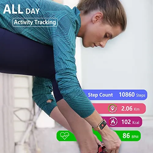 FITVII Slim Fitness Tracker with Blood Oxygen, Blood Pressure, 24/7 Heart Rate and Sleep Tracking, IP68 Waterproof Activity
