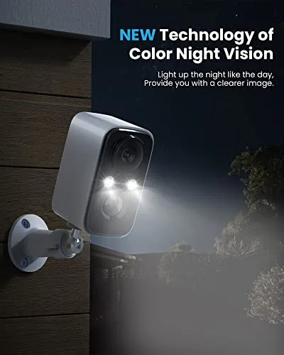 FOAOOD Cameras for Home Security, Security Cameras System Wireless Solar, Home Security Camera with Color Night Vision, PIR