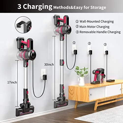 Foppapedretti Cordless Vacuum Cleaner, 25Kpa Powerful Suction Stick Vacuum, 35Mins Long Runtime, Lightweight Handheld Vacuum