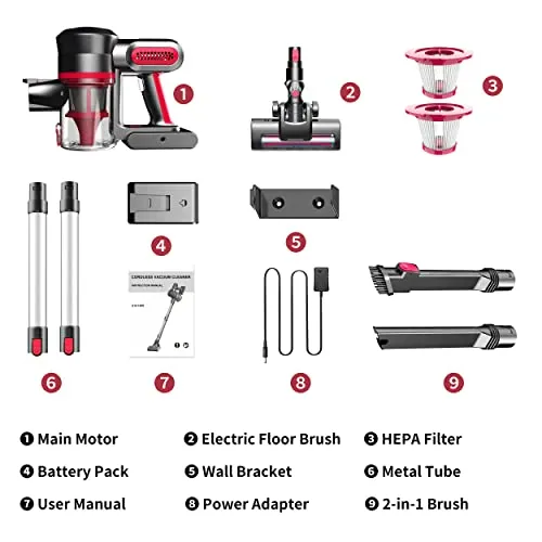 Foppapedretti Cordless Vacuum Cleaner, 25Kpa Powerful Suction Stick Vacuum, 35Mins Long Runtime, Lightweight Handheld Vacuum