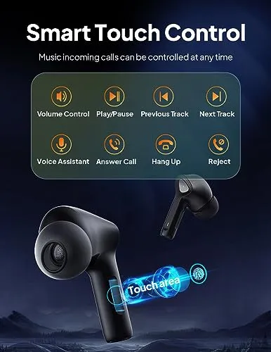 FORTECLEAR Wireless Earbuds Bluetooth V5.3 Headphones 50H Playback Deep Bass Stereo Ear Buds with LED Power Display Charging