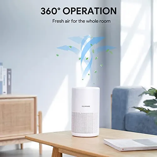 FULMINARE Air Purifiers for Bedroom, FULMINARE H13 True HEPA Air Filter, Quiet Air Cleaner With Night Light,Portable Small