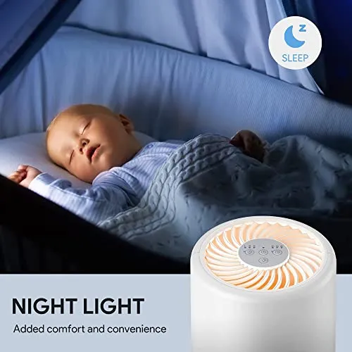 FULMINARE Air Purifiers for Bedroom, FULMINARE H13 True HEPA Air Filter, Quiet Air Cleaner With Night Light,Portable Small