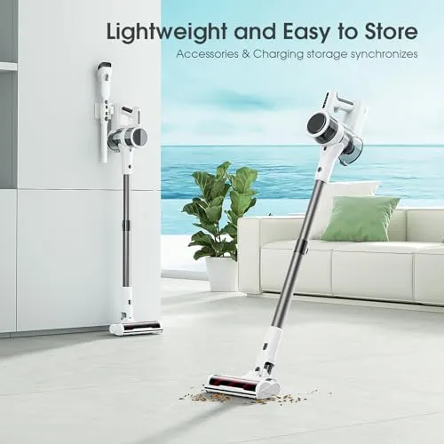 Fykee Vacuum Cleaner, Cordless Vacuum Cleaner with 80,000 PRM Brushless Motor, Lightweight Detachable Vacuum Cleaners for