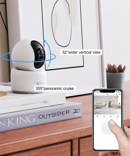 GALAYOU Indoor Security Camera 2K, Pet Camera, 360 Degree WiFi Home Security Camera for Baby/Elder/Nanny with Night Vision,