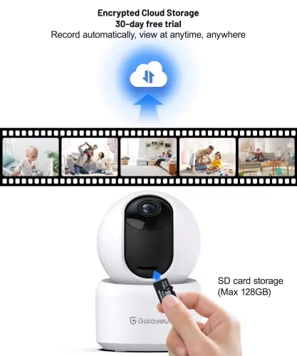 GALAYOU Indoor Security Camera 2K, Pet Camera, 360 Degree WiFi Home Security Camera for Baby/Elder/Nanny with Night Vision,