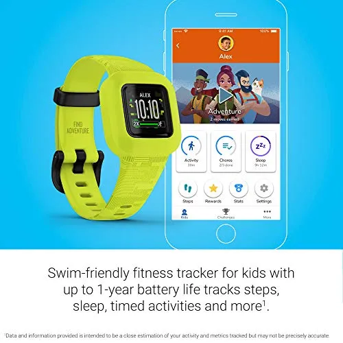 Garmin vivofit jr. 3, Fitness Tracker for Kids, Includes Interactive App Experience, Swim-Friendly, Up To 1-year Battery