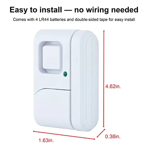 GE Personal Security Window and Door Alarm, 2 Pack, DIY Protection, Burglar Alert, Wireless Chime/Alarm, Easy Installation,