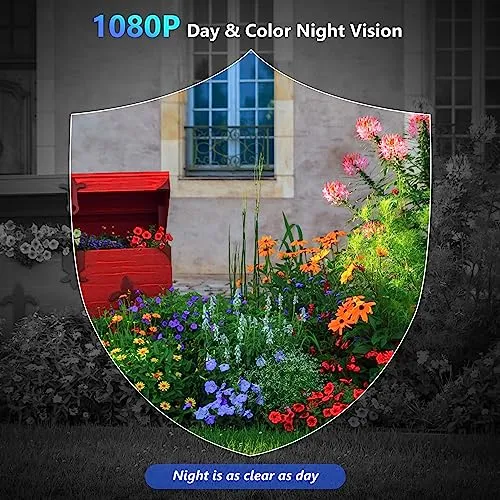 Geekee 1080P Security WiFi Cameras for Home Security, Wireless Outdoor with Motion Detection, Spotlight/Siren Alarm, Color