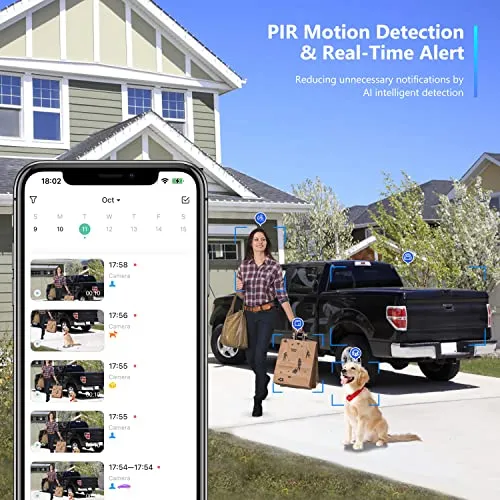 Geekee 1080P Security WiFi Cameras for Home Security, Wireless Outdoor with Motion Detection, Spotlight/Siren Alarm, Color