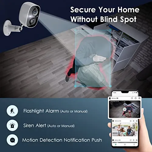 Geekee Security Camera Wireless Outdoor, 2-Way Talk Battery Powered Wi-Fi Cameras for Outside and Indoor 1080P Night Vision