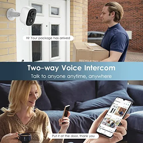 Geekee Security Camera Wireless Outdoor, 2-Way Talk Battery Powered Wi-Fi Cameras for Outside and Indoor 1080P Night Vision