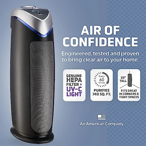 GermGuardian Germ Guardian AC4825 22” 3-in-1 True HEPA Filter Air Purifier for Home, Full Room, UV-C Light Kills Germs,