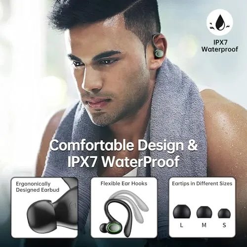 GJB Wireless Earbuds, 60H Playback Bluetooth 5.3 Headphones,Noise Cancelling Wireless Headphones with LED Battery Display, 4