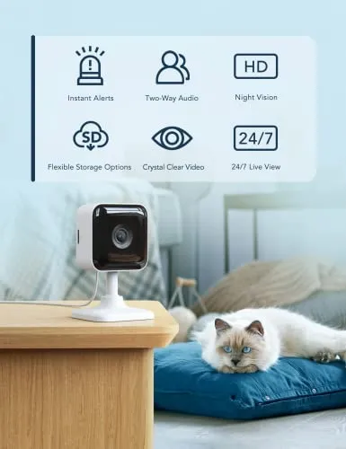 GNCC Indoor Security Camera Dog Camera 1080P Motion Detection, 2-Way Audio Siren, Night Vision, Cloud & SD Card Storage,
