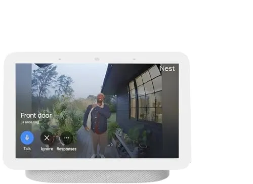 Google Nest Hub 7” Smart Display with Google Assistant (2nd Gen) - Chalk Bluetooth speaker - side view