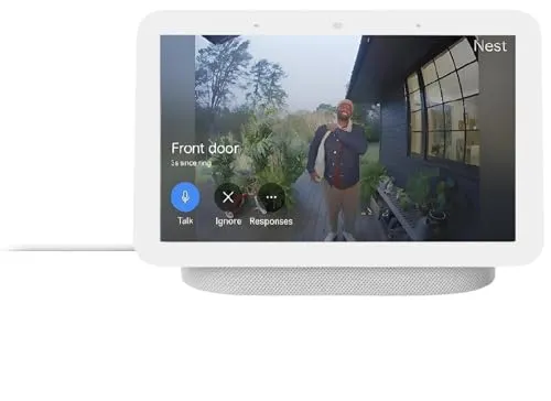 Google Nest Hub 7” Smart Display with Google Assistant (2nd Gen) - Chalk Bluetooth speaker - detail shot