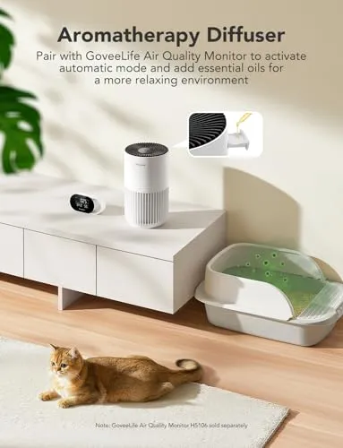 GoveeLife Mini Air Purifier for Bedroom, HEPA Smart Filter Air Purifier with App Alexa Control for Pet Hair, Odors, Pollen,