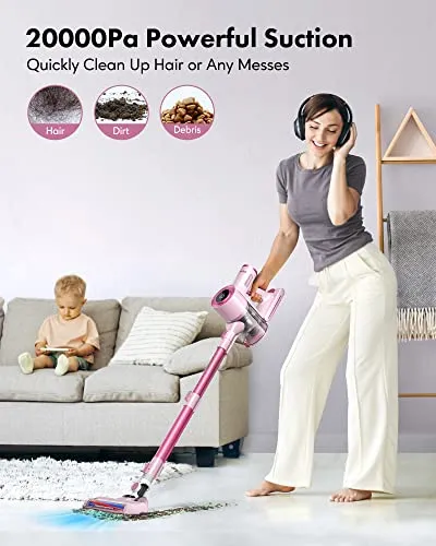Homeika Cordless Stick Vacuum Cleaner, 20Kpa Powerful Suction Vacuum Cleaner with LED Display, 30 Min Runtime Detachable