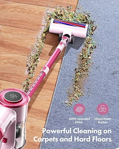 Homeika Cordless Stick Vacuum Cleaner, 20Kpa Powerful Suction Vacuum Cleaner with LED Display, 30 Min Runtime Detachable