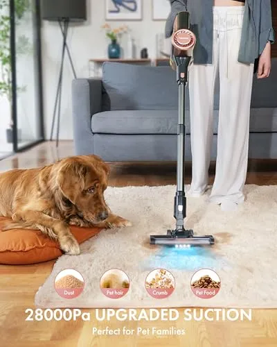 Homeika Cordless Vacuum Cleaner, 28Kpa Powerful Suction, 380W Strong Brushless Motor with 8 in 1 Lightweight Stick Vacuum