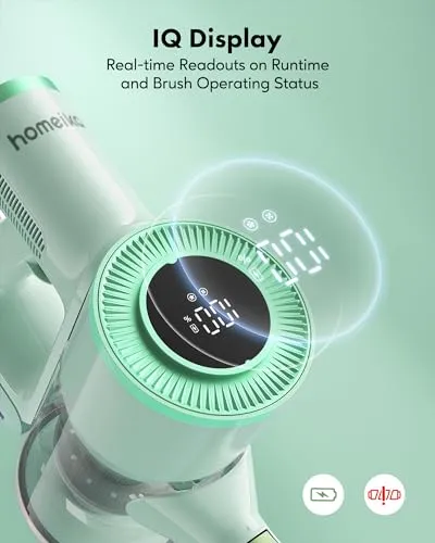 Homeika Stick Vacuum Cleaner Cordless, 200W Powerful Suction 8 in 1 Stick Vacuum with LED Display, 1.5L Dust Cup,Up to 30