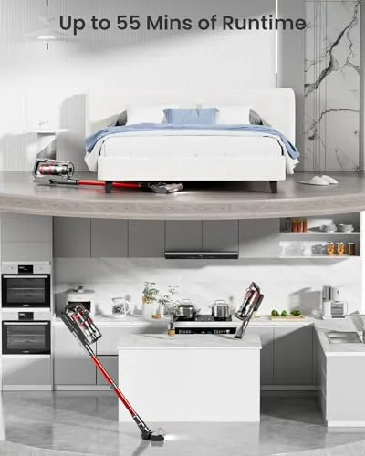 HOMPANY Cordless Vacuum Cleaner, 40Kpa/500W Stick Vacuum with Smart Display, 2024 Newest Dual Handle Vacuum Cleaners for