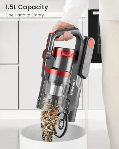 HOMPANY Cordless Vacuum Cleaner, 40Kpa/500W Stick Vacuum with Smart Display, 2024 Newest Dual Handle Vacuum Cleaners for