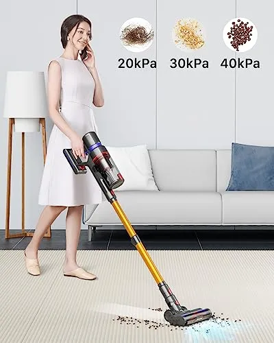 HOMPANY Cordless Vacuum Cleaner, 500W/40Kpa Stick Vacuum with Touch Screen, Max 60 Mins Runtime, Anti-Tangle Vacuum Cleaner