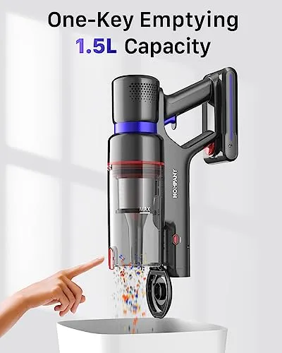 HOMPANY Cordless Vacuum Cleaner, 500W/40Kpa Stick Vacuum with Touch Screen, Max 60 Mins Runtime, Anti-Tangle Vacuum Cleaner