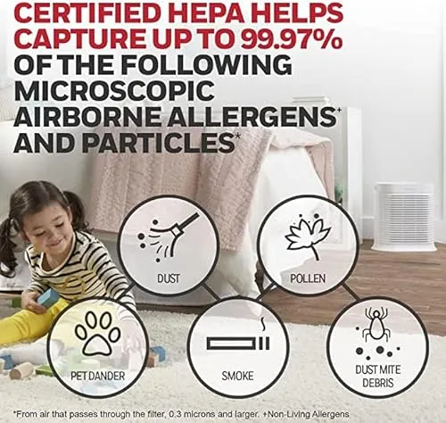 Honeywell HPA104 HEPA Air Purifier for Medium Rooms - Microscopic Airborne Allergen+ Reducer, Cleans Up To 750 Sq Ft in 1