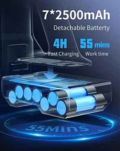 HONITURE Cordless Vacuum Cleaner 450W/38KPa Powerful Stick Vacuum Cleaner with LCD Touch Screen, 55Min Runtime Battery, 6 in