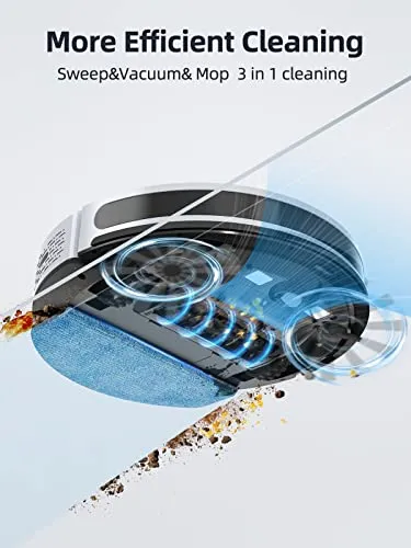 HONITURE Robot Vacuum and Mop Combo, 4000pa Strong Suction, G20 Robot Vacuum Cleaner with Self-Charging, 150Mins Max,